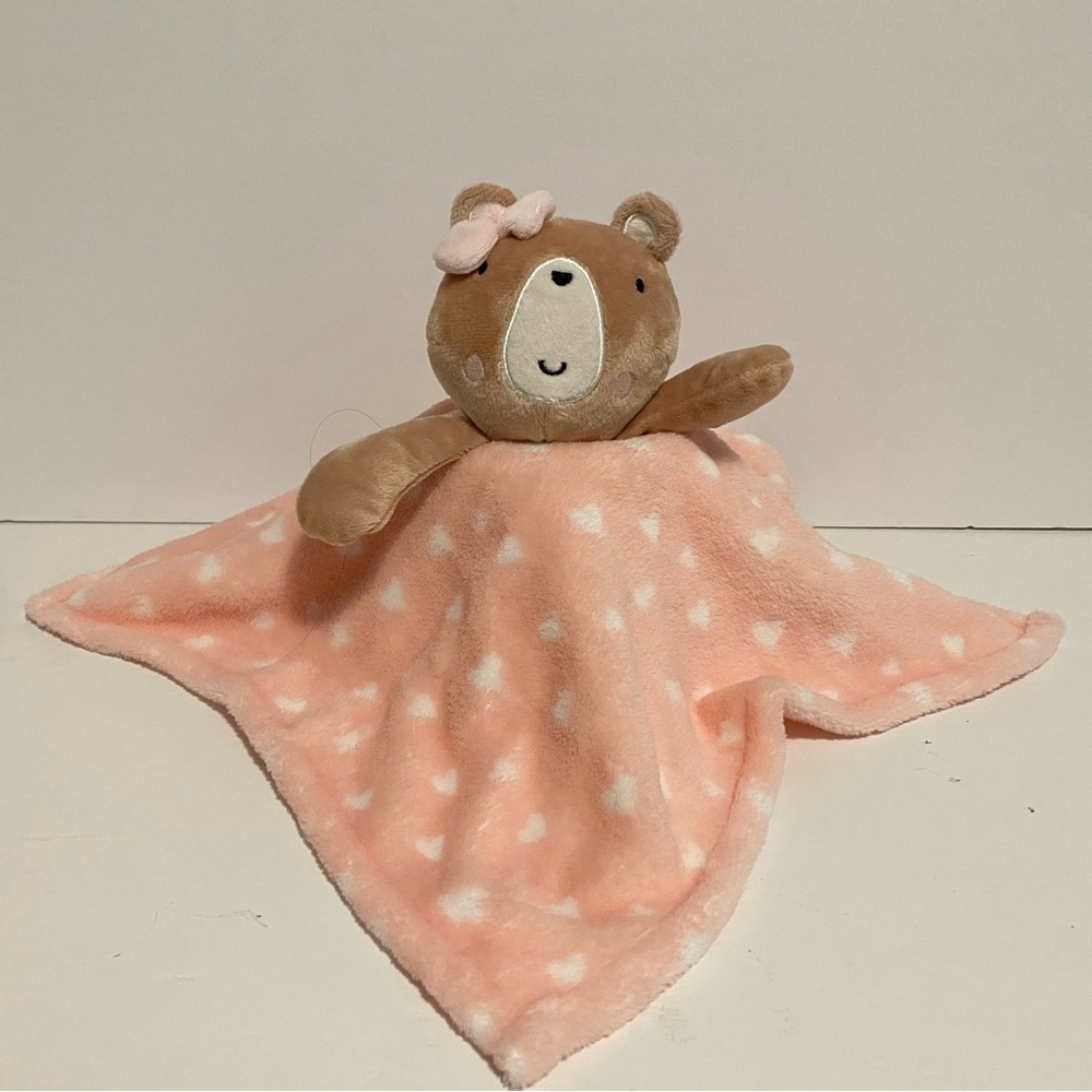 Baby Mode Teddy Bear Lovey Pink White Hearts Baby Cuddle Soft Girl Plush Toy